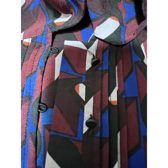 SUNCOO Leontine Abstract Print Tie Neck Blouse, Burgundy/Multi T1 (S-M) - Picture 6 of 8
